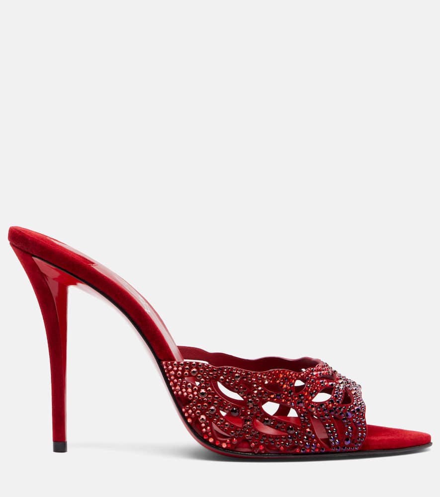 Christian Louboutin Lasera Strass Heeled Mules 100 In Red