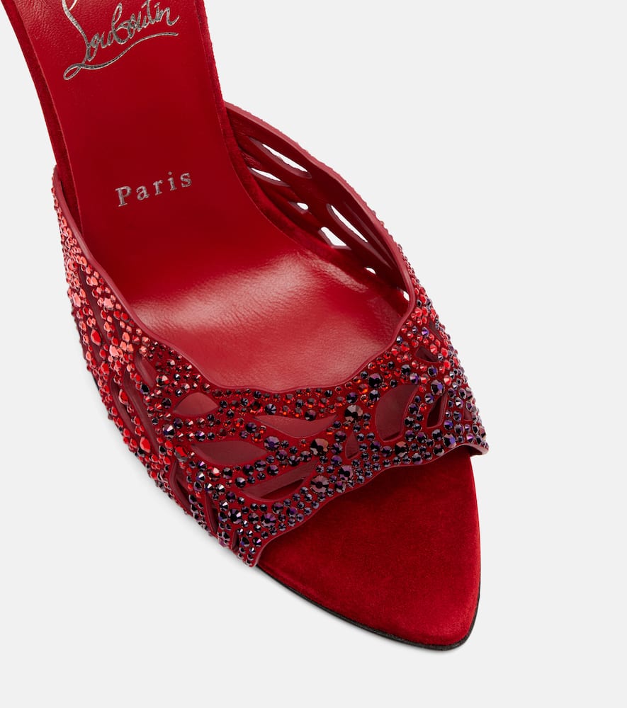 Christian Louboutin Lasera Strass Heeled Mules 100 In Red