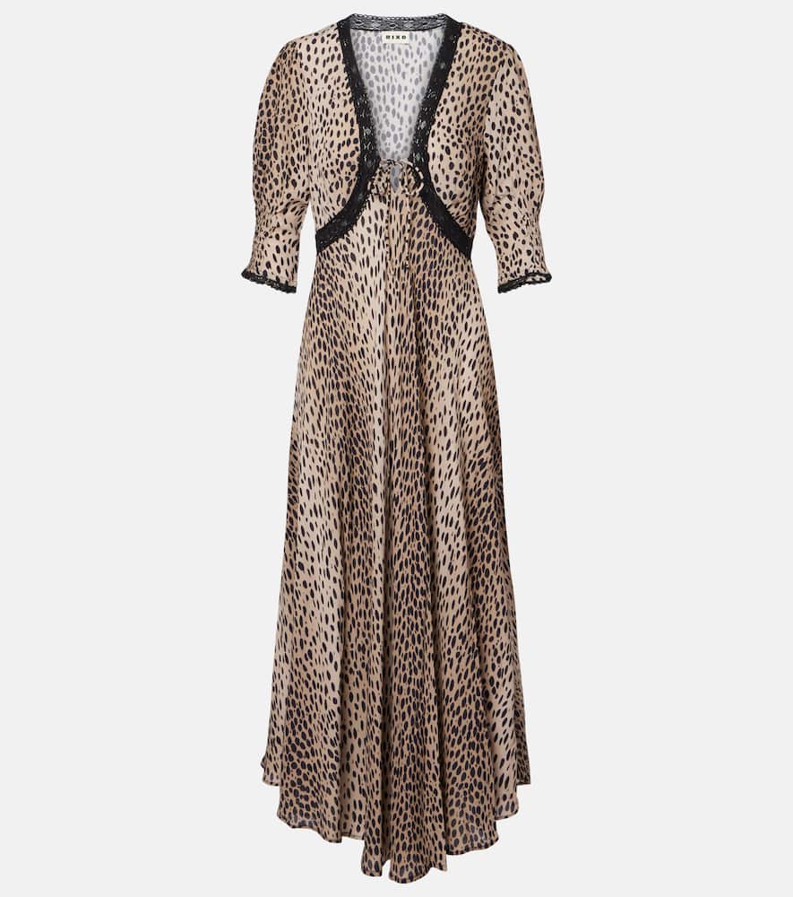 Amina printed crêpe de chine midi dress