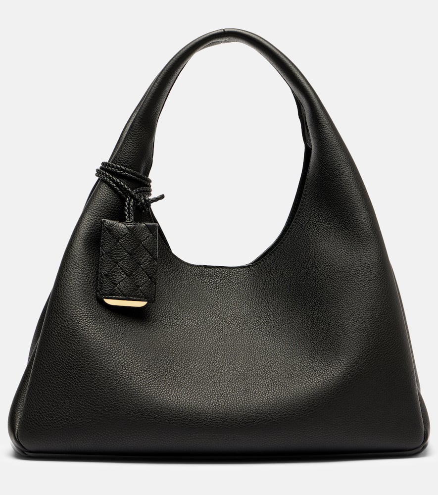 Bottega Veneta Great Campana Leather Shoulder Bag In Black