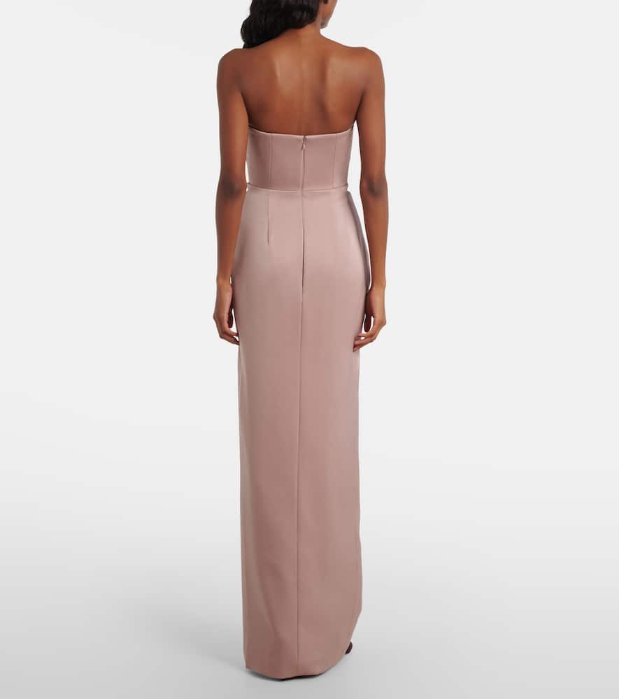 Alex Perry Draped Satin Bustier Gown In Sand