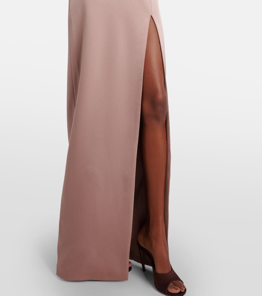 Alex Perry Draped Satin Bustier Gown In Sand