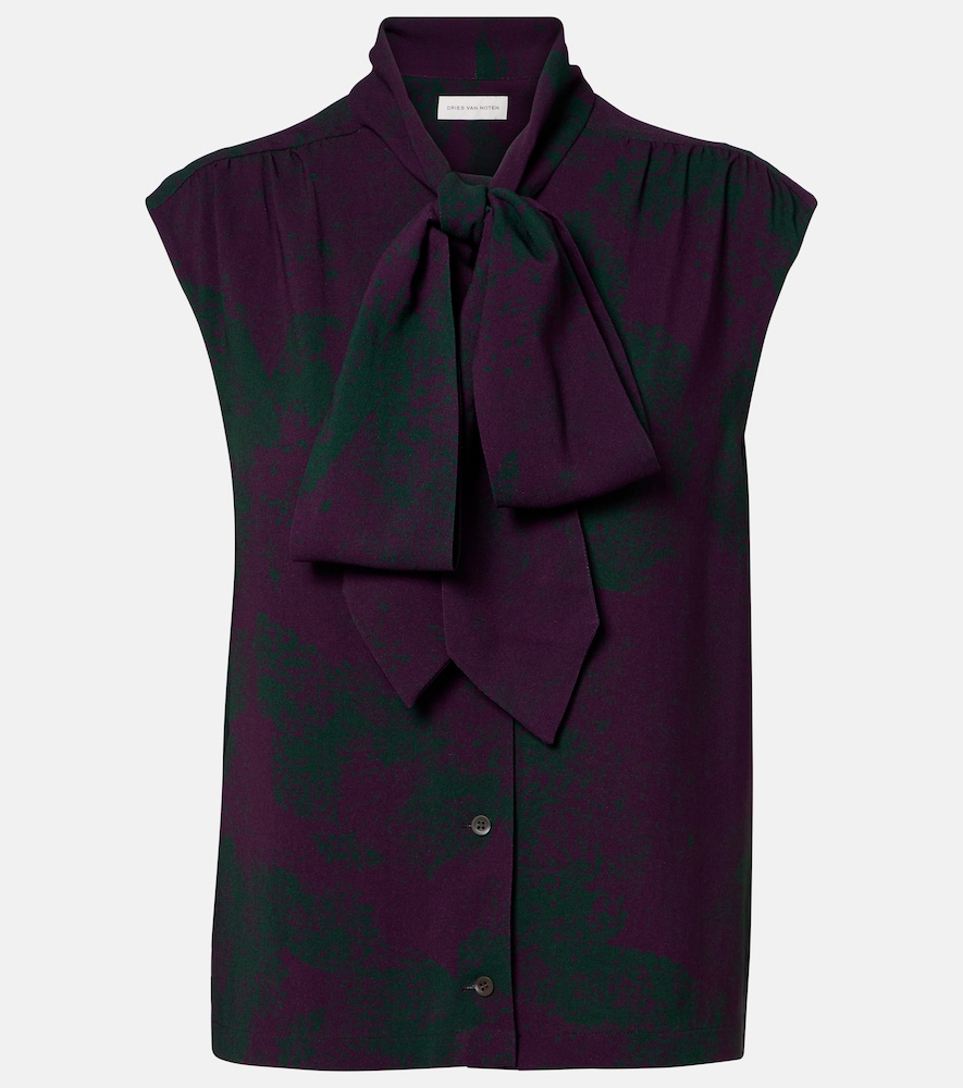 Dries Van Noten Dries Van Noten Printed tie-neck top　Dries Van Noten プリント タイネック トップ