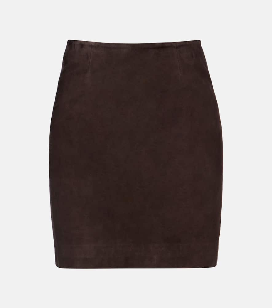 Rotate Birger Christensen Suede Miniskirt In Brown