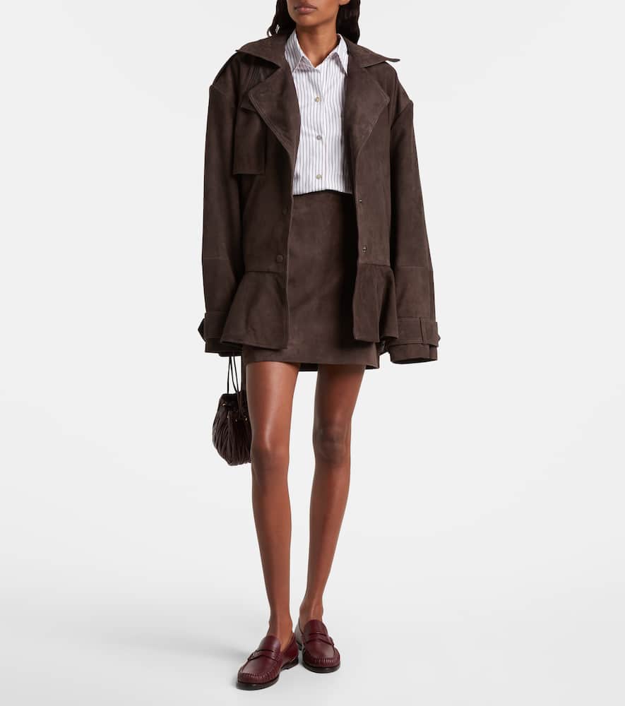 Rotate Birger Christensen Suede Miniskirt In Brown