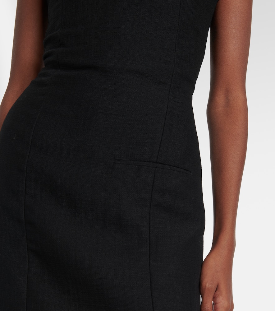 Calvin Klein Collection Bonny Wool And Linen-blend Midi Dress In Black