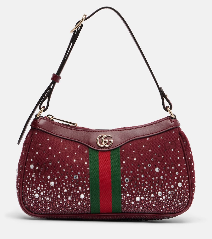 Gucci Ophidia Gg Canvas Small Shoulder Bag In Burgundy
