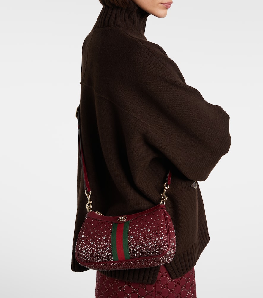 Gucci Ophidia Gg Canvas Small Shoulder Bag In Burgundy
