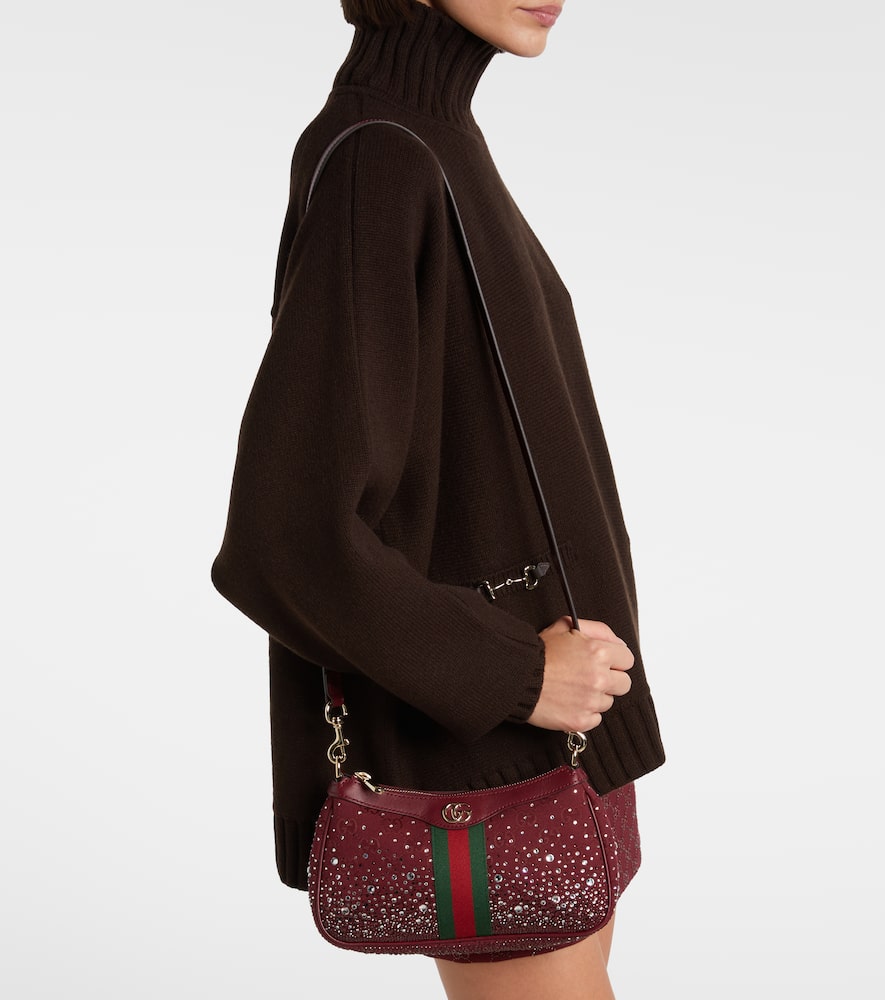 Gucci Ophidia Gg Canvas Small Shoulder Bag In Burgundy
