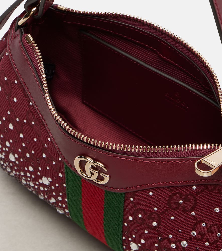 Gucci Ophidia Gg Canvas Small Shoulder Bag In Burgundy