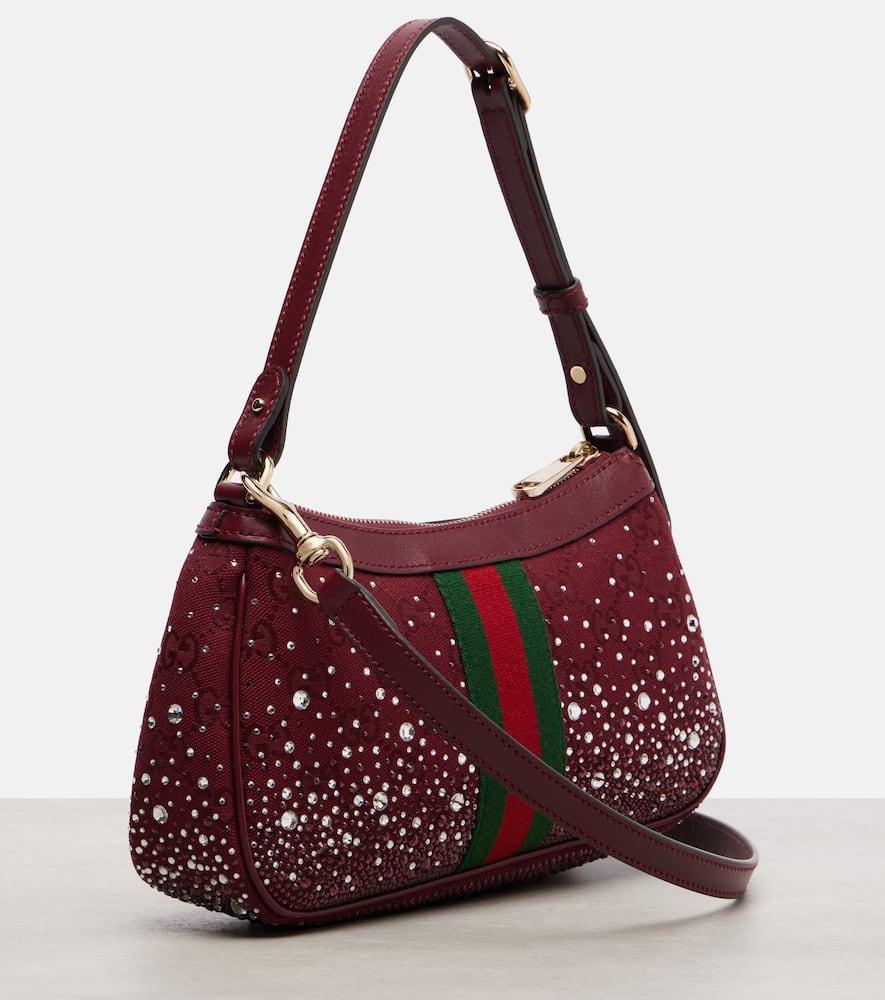 Gucci Ophidia Gg Canvas Small Shoulder Bag In Burgundy