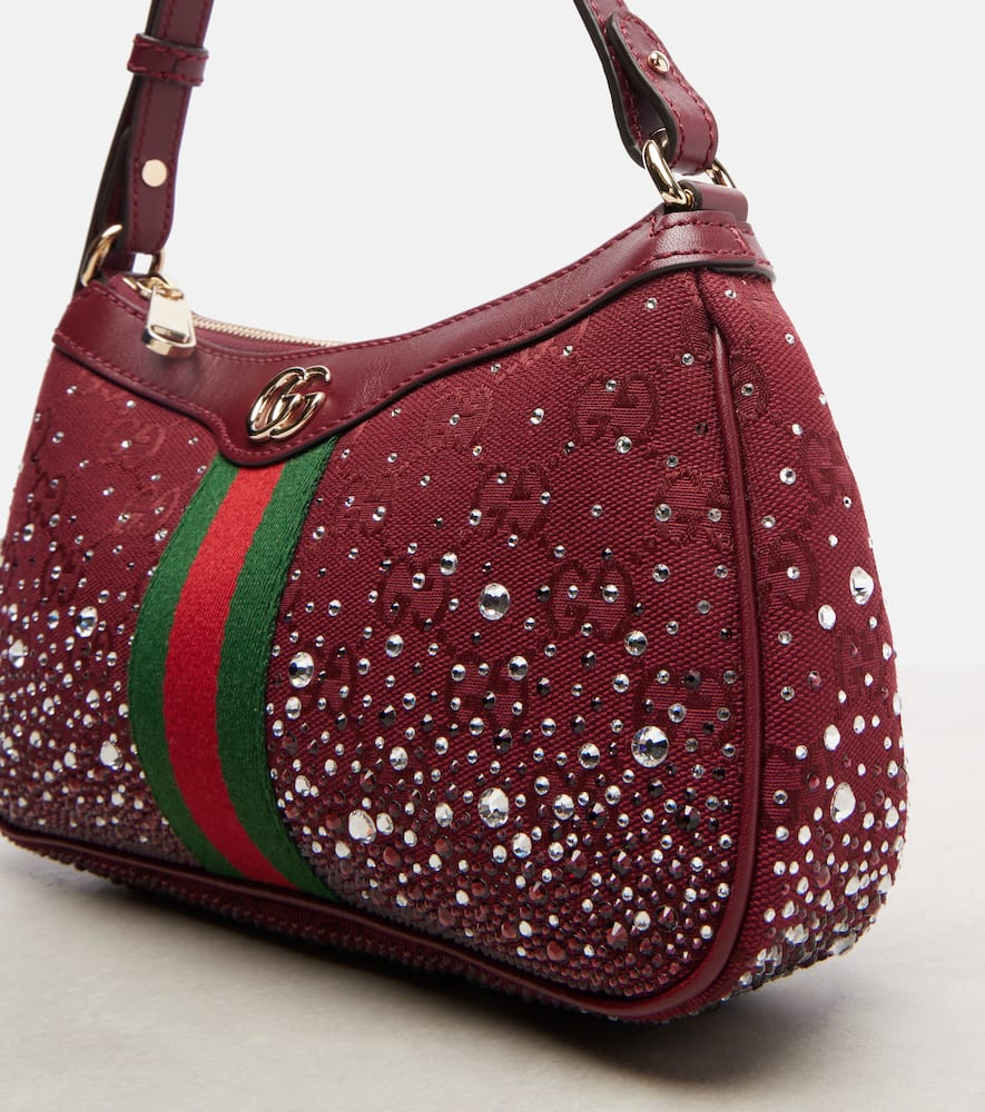 Gucci Ophidia Gg Canvas Small Shoulder Bag In Burgundy