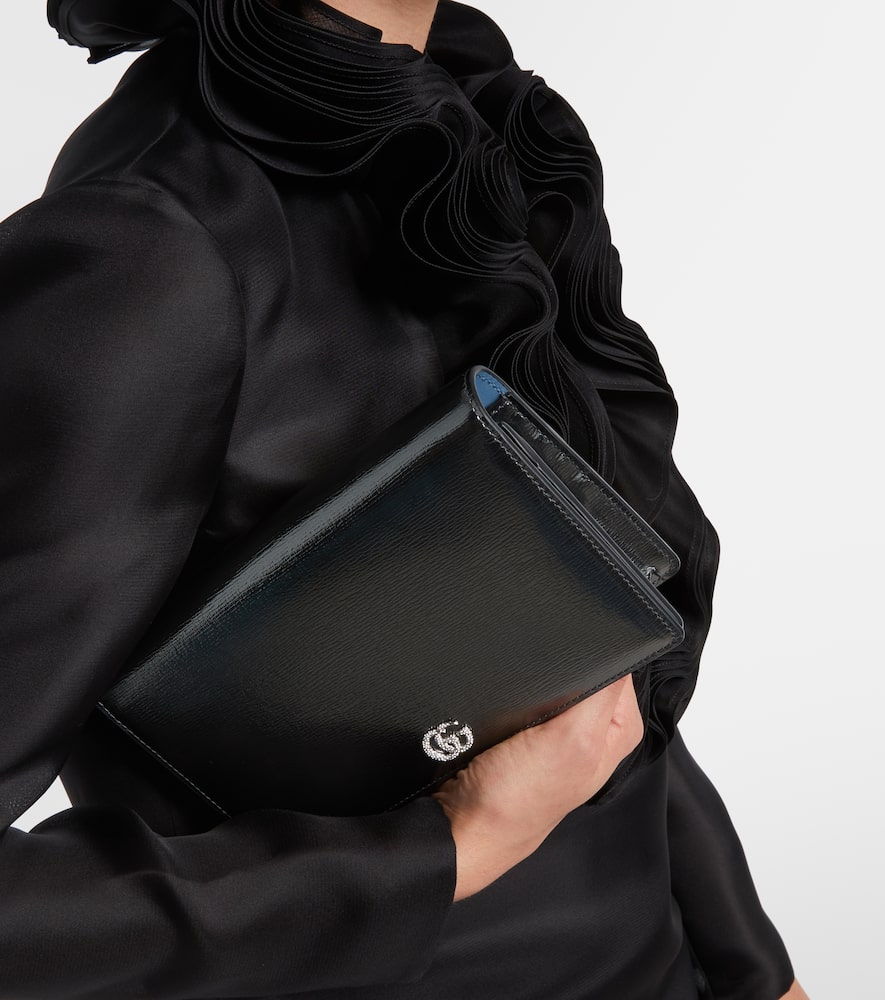 Gucci Gg Marmont Leather Wallet On Chain In Gray