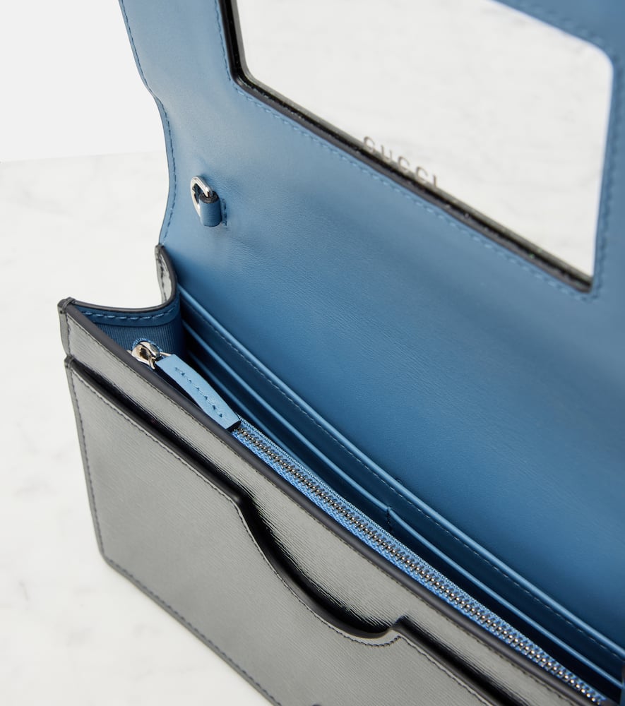 Gucci Gg Marmont Leather Wallet On Chain In Gray