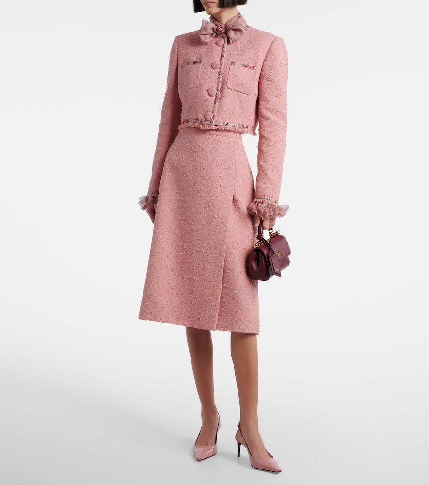 Dolce & Gabbana Floral cropped cotton-blend tweed jacket