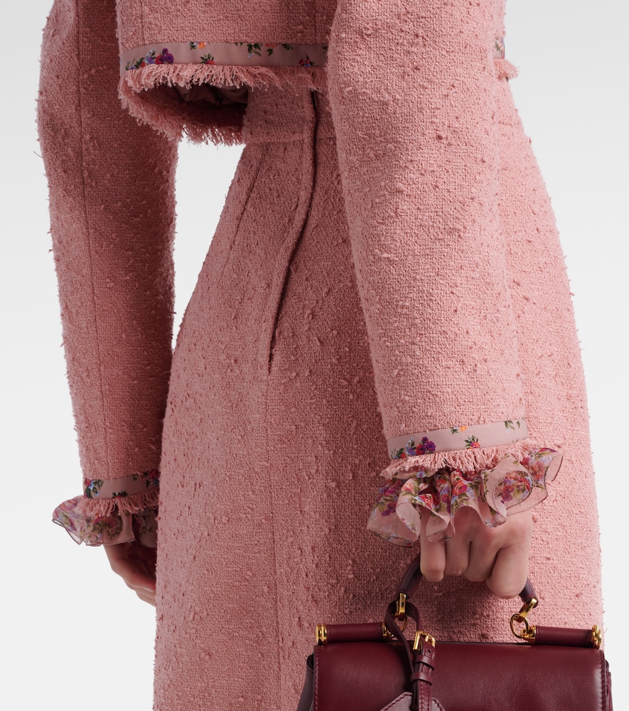 Dolce&Gabbana Floral Cropped Cotton-Blend Tweed Jacket