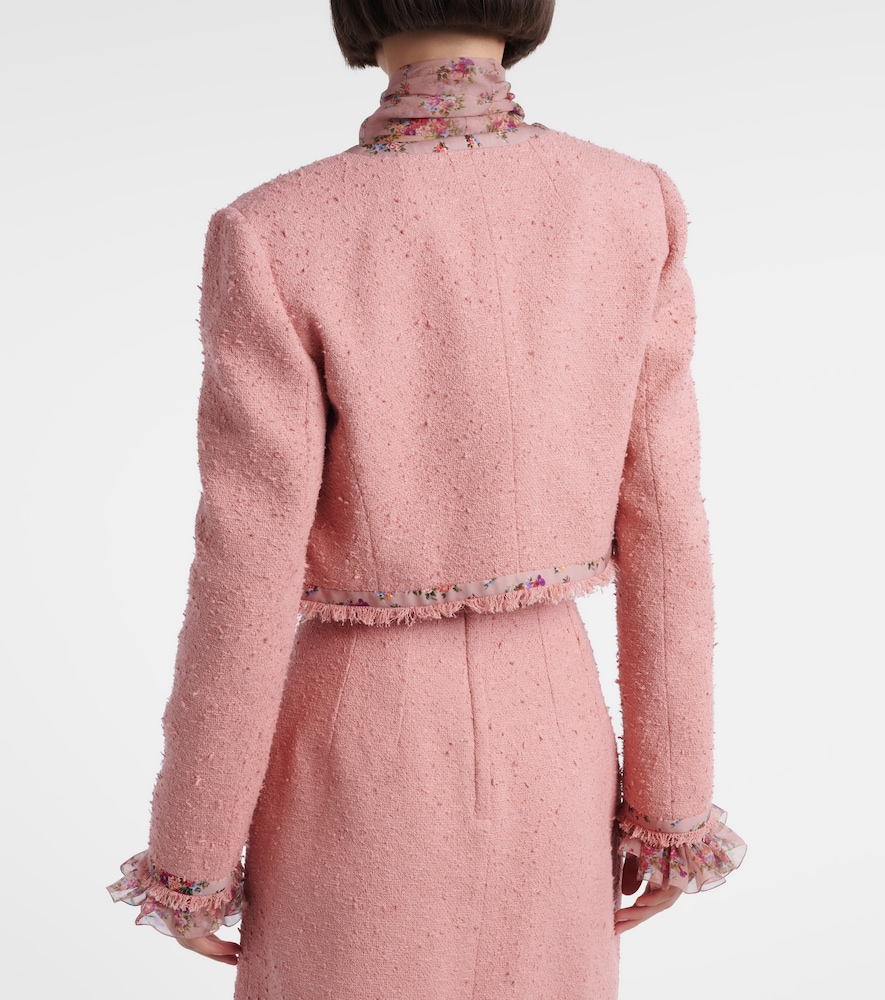 Dolce&Gabbana Floral Cropped Cotton-Blend Tweed Jacket