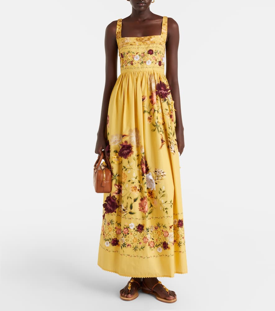 Agua By Agua Bendita Barbara Floral-appliqué Cotton Maxi Dress In Yellow