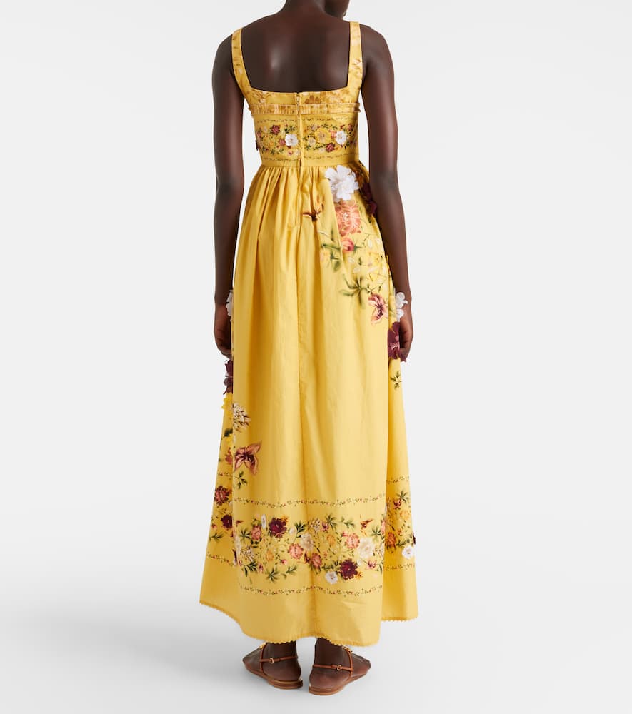 Agua By Agua Bendita Barbara Floral-appliqué Cotton Maxi Dress In Yellow