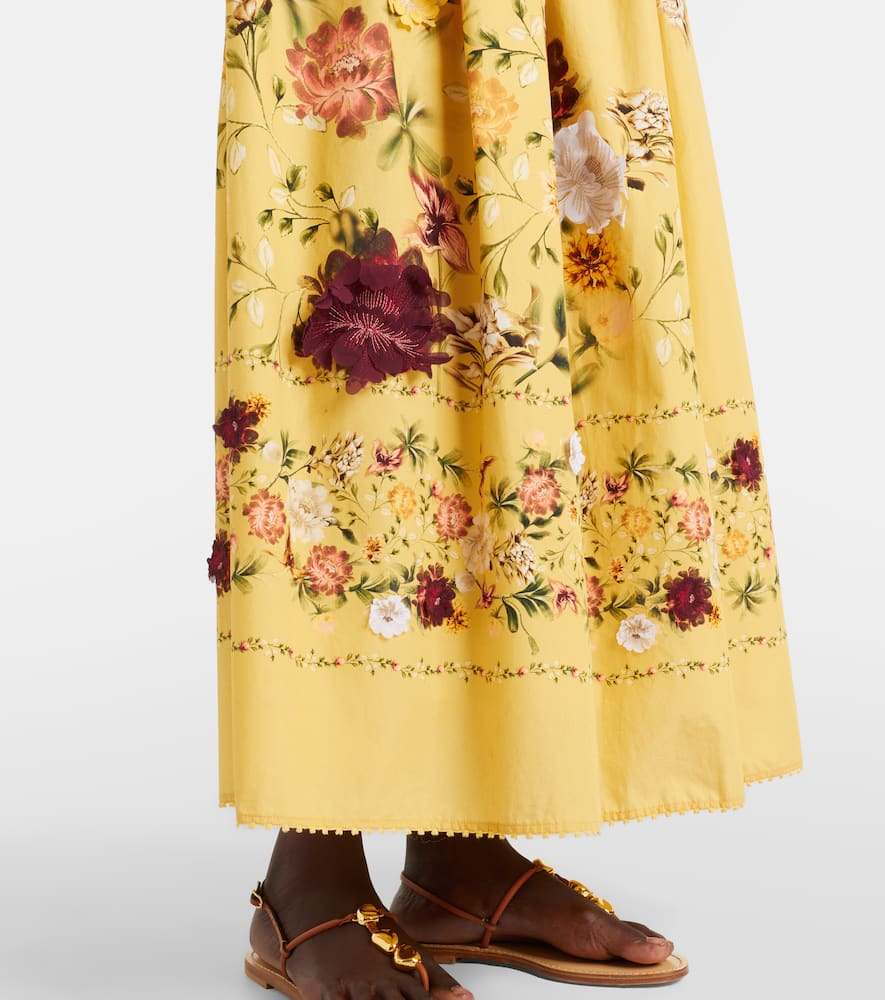 Agua By Agua Bendita Barbara Floral-appliqué Cotton Maxi Dress In Yellow