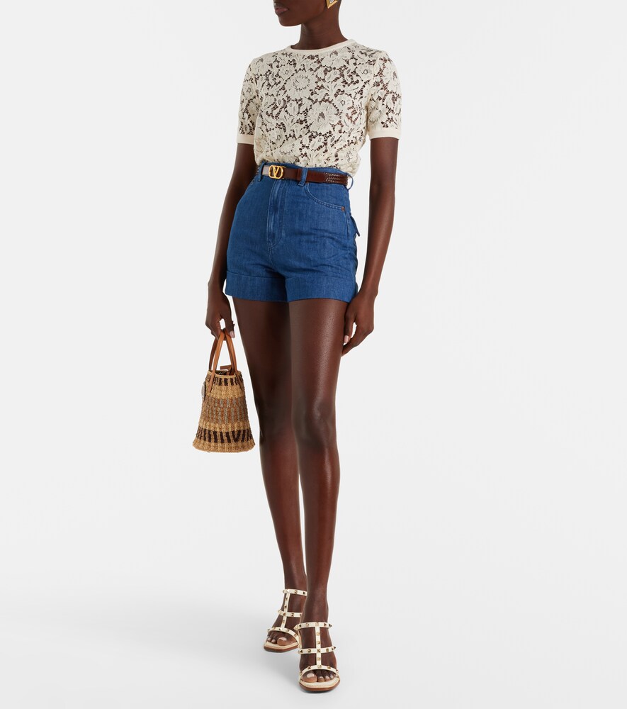 Garavani Rockstud 100 Leather Espadrille Wedges