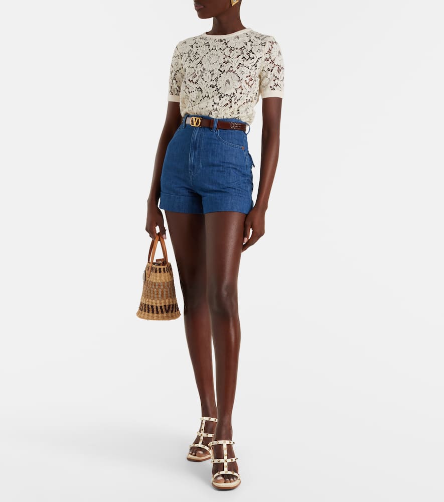 Valentino Rockstud 100 Leather Espadrille Wedges In White