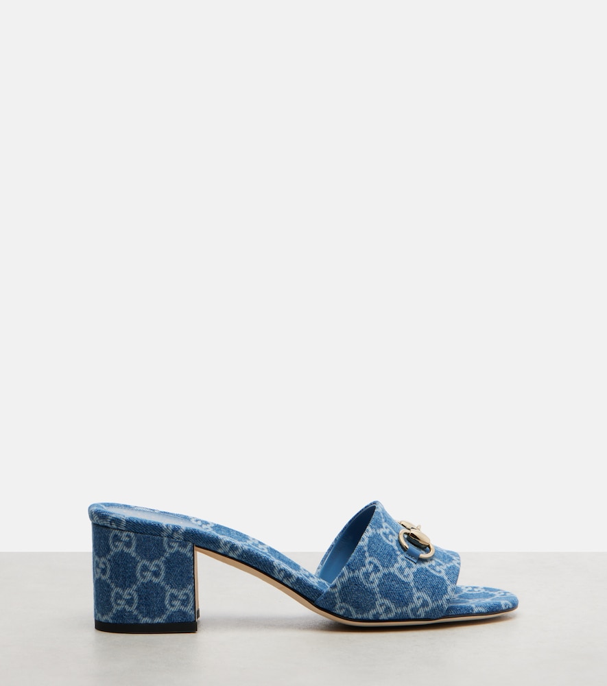  Gucci Gucci Pantoletten Horsebit Gg Aus Denim 