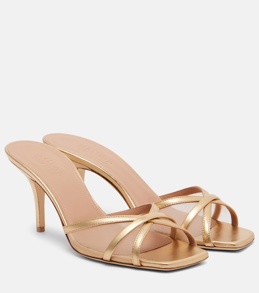 Malone Souliers Mules Perla 70 en cuir et résille