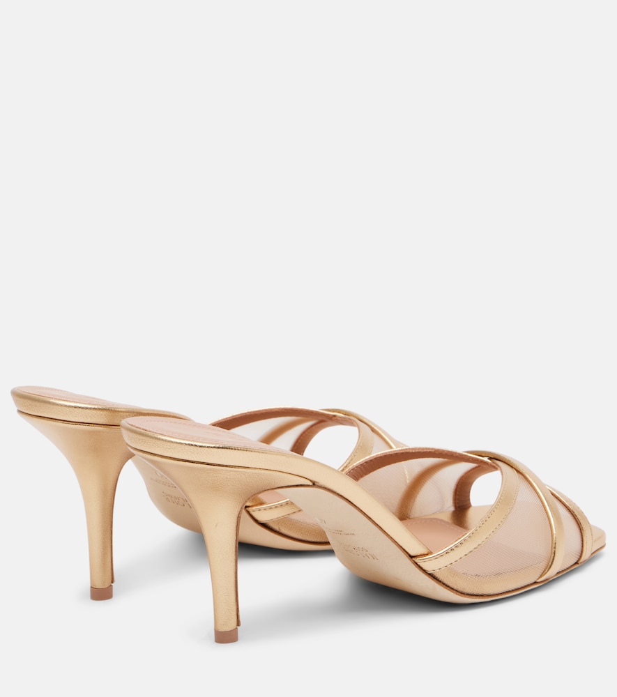  Malone Souliers Malone Souliers Pantoletten Perla 70 Aus Metallic-leder Und Mesh 