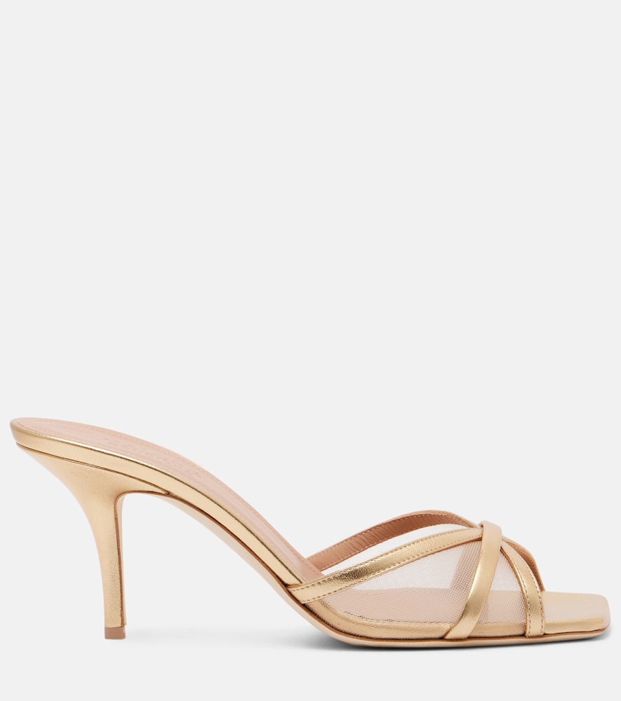  Malone Souliers Malone Souliers Pantoletten Perla 70 Aus Metallic-leder Und Mesh 