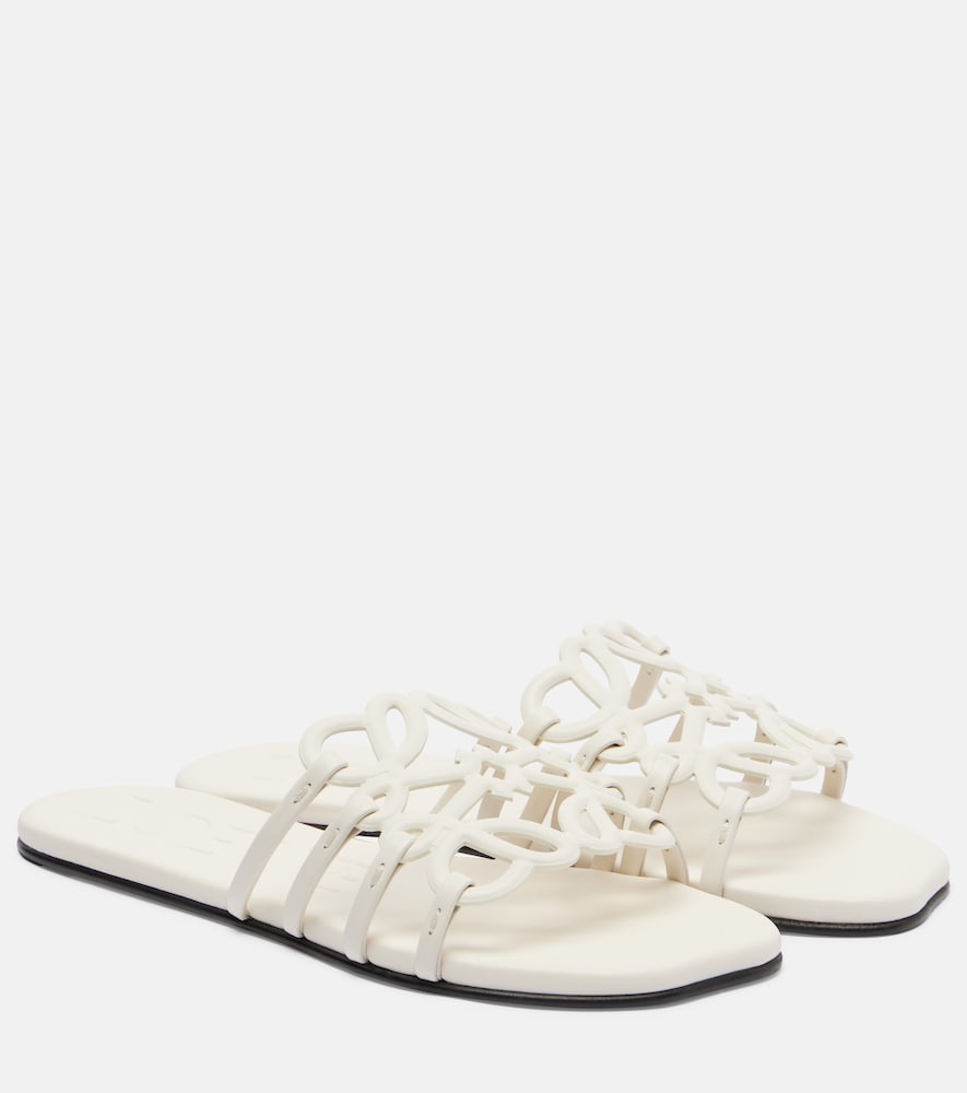 Loewe Petal Anagram leather slides