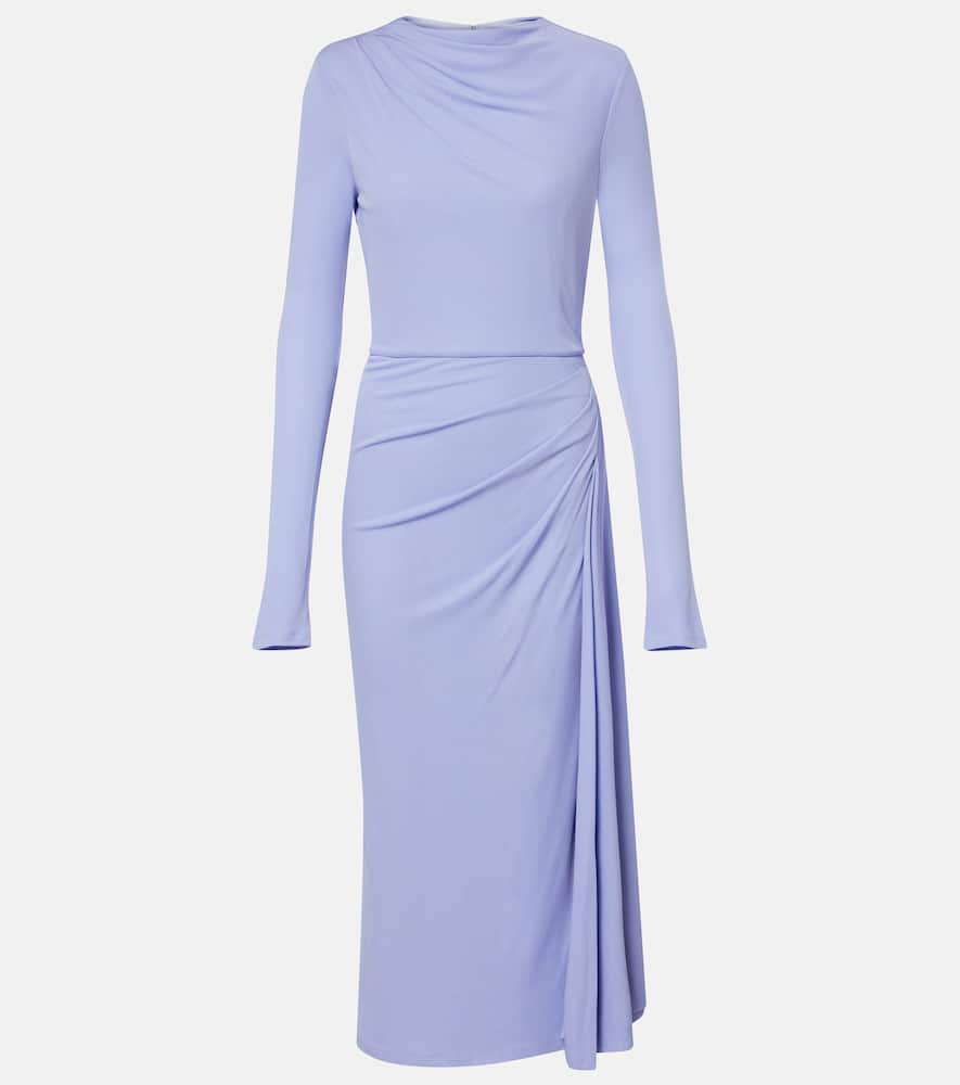 Erdem Draped Jersey Midi Dress In Blue