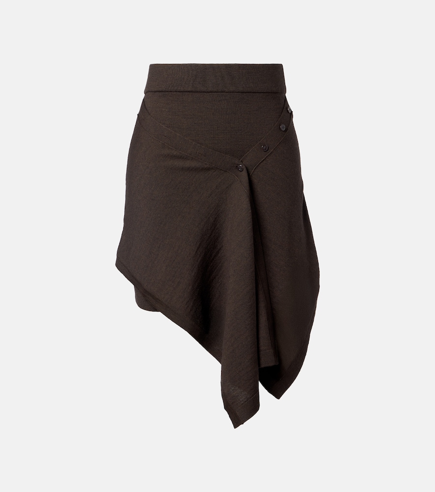 Lemaire Asymmetric wool-blend miniskirt