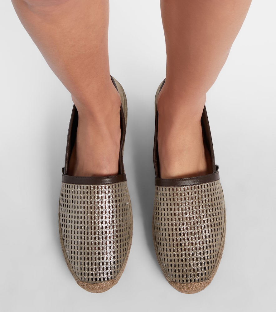 Brunello Cucinelli Perforated leather and suede espadrilles