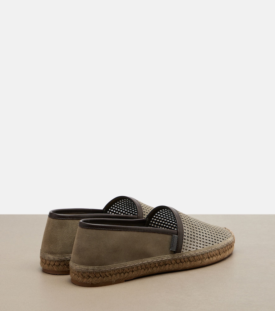  Brunello Cucinelli Brunello Cucinelli Perforated Leather And Suede Espadrilles 