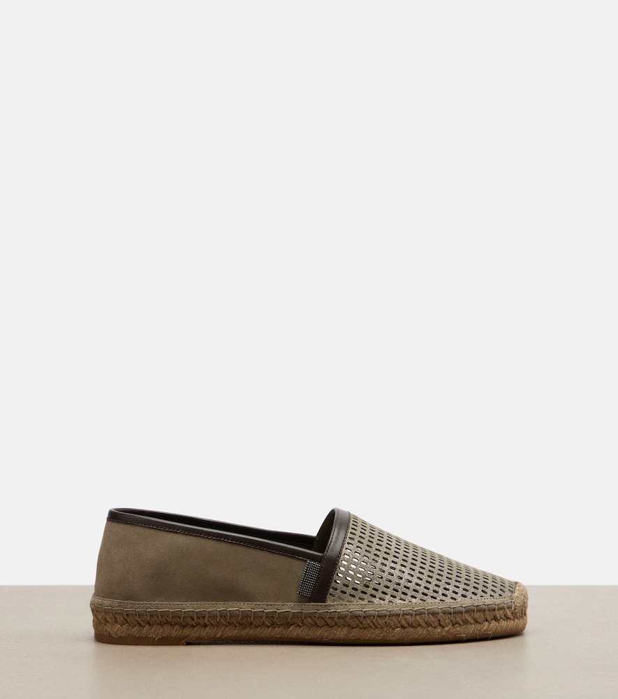  Brunello Cucinelli Brunello Cucinelli Perforated Leather And Suede Espadrilles 
