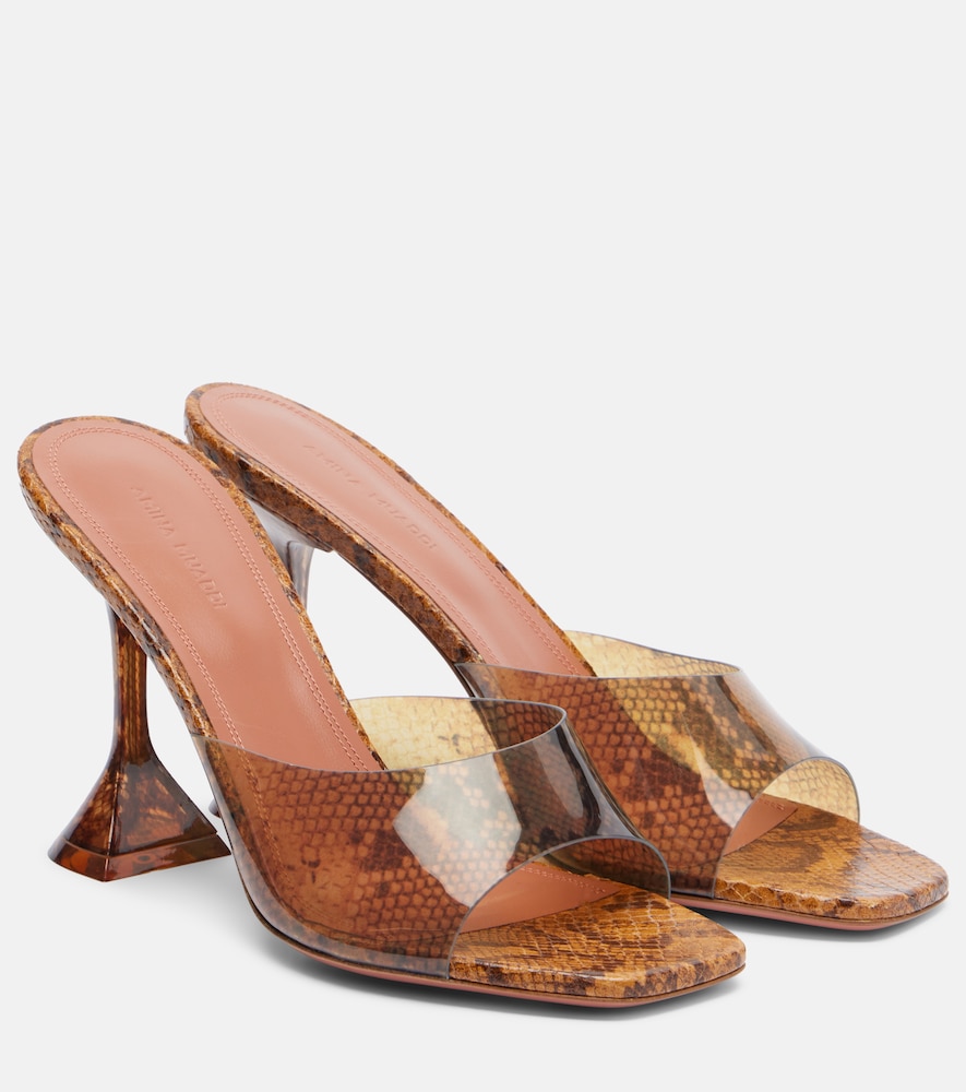 Lupita Snake-Print Pvc Mules