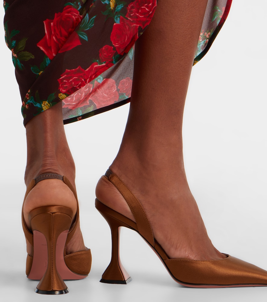 Amina Muaddi Holli satin slingback pumps
