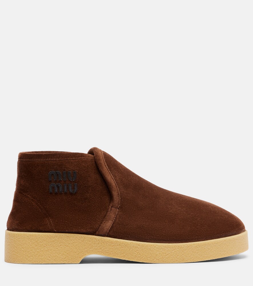 Miu Miu Miu Miu Shearling-lined Suede Boots 
