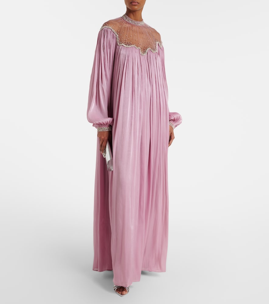 Costarellos Elline embellished pleated gown