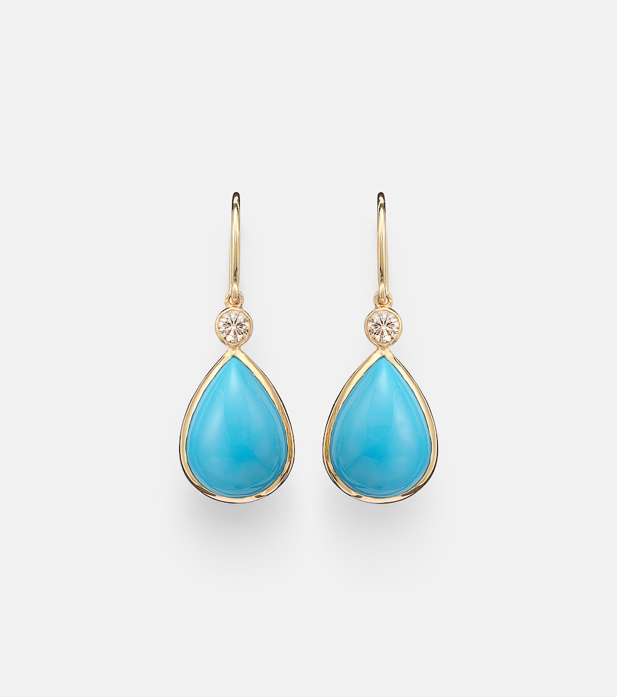 Ileana Makri 14kt gold drop earrings with turquoise and diamonds