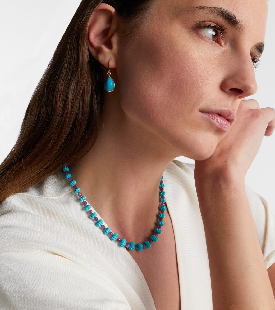 Ileana Makri 14kt gold drop earrings with turquoise and diamonds