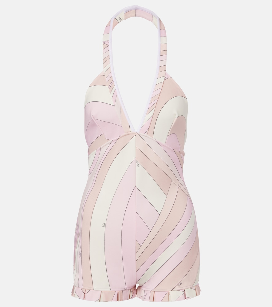 Pucci Iride Satin Jersey Romper In Pink