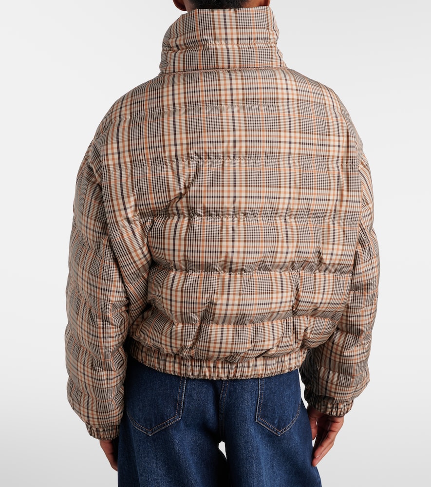  Brunello Cucinelli Brunello Cucinelli Checked Leather-trimmed Down Jacket 