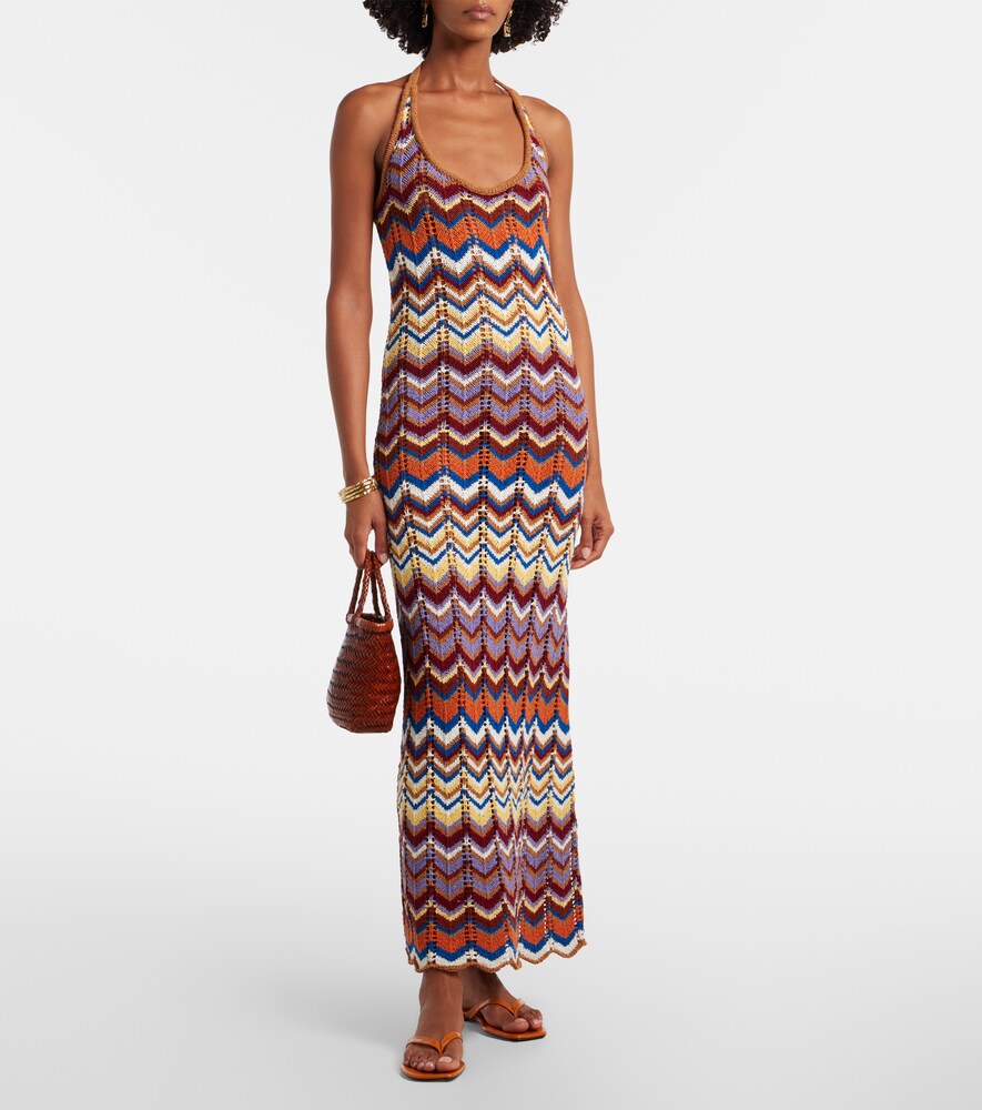 Faithfull Elisa chevron crochet cotton-blend maxi dress