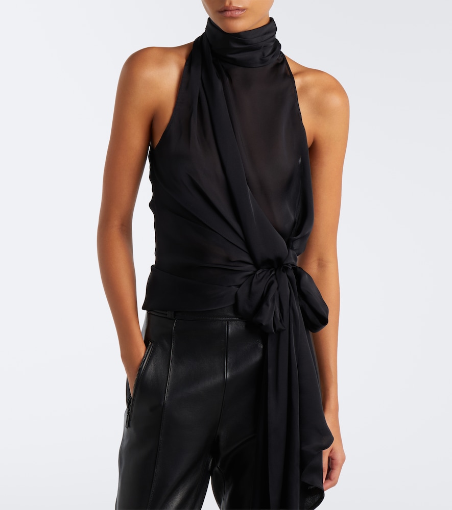 Bow-Detail Halterneck Top