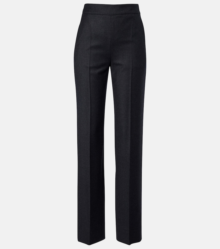 Agnona Wool Flannel Straight Pants In Grey