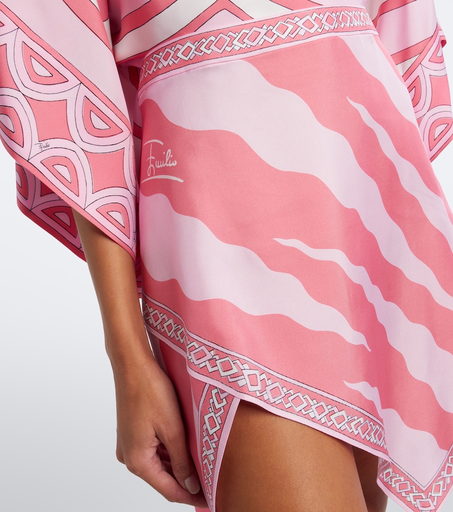 Pucci Fiamme Asymmetric Silk Twill Skirt