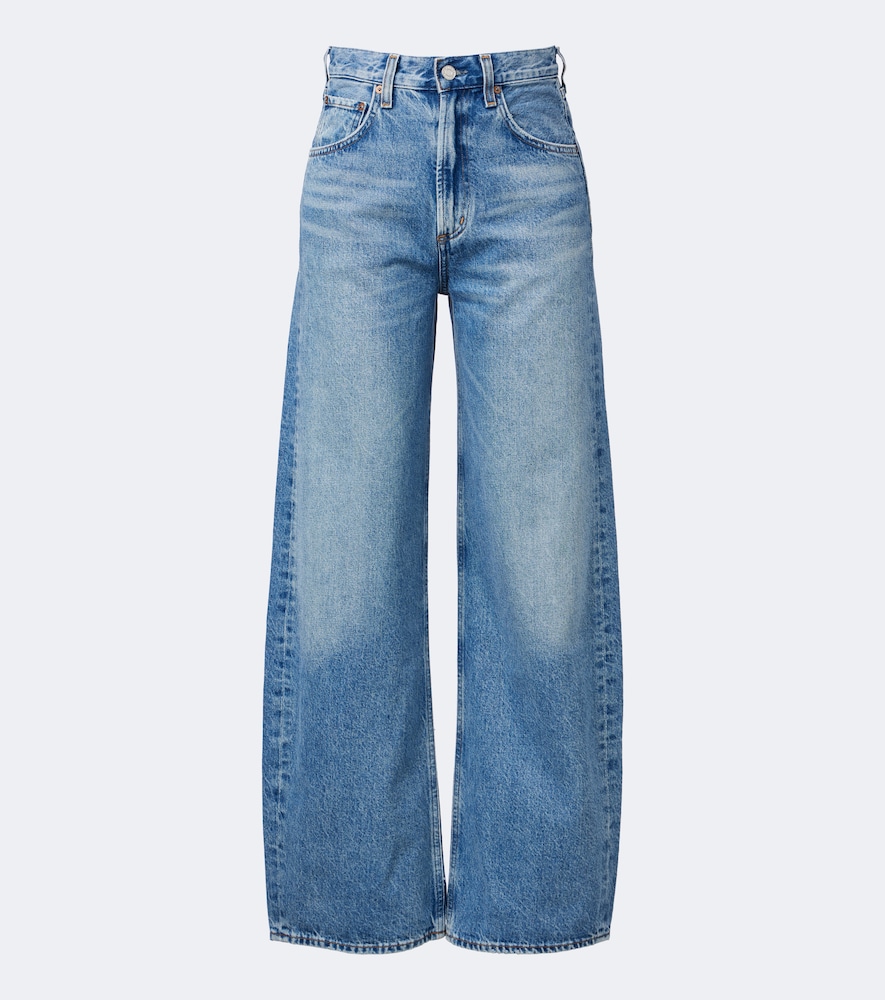 Agolde Low Curve Faded Wide-leg Jeans In Blue