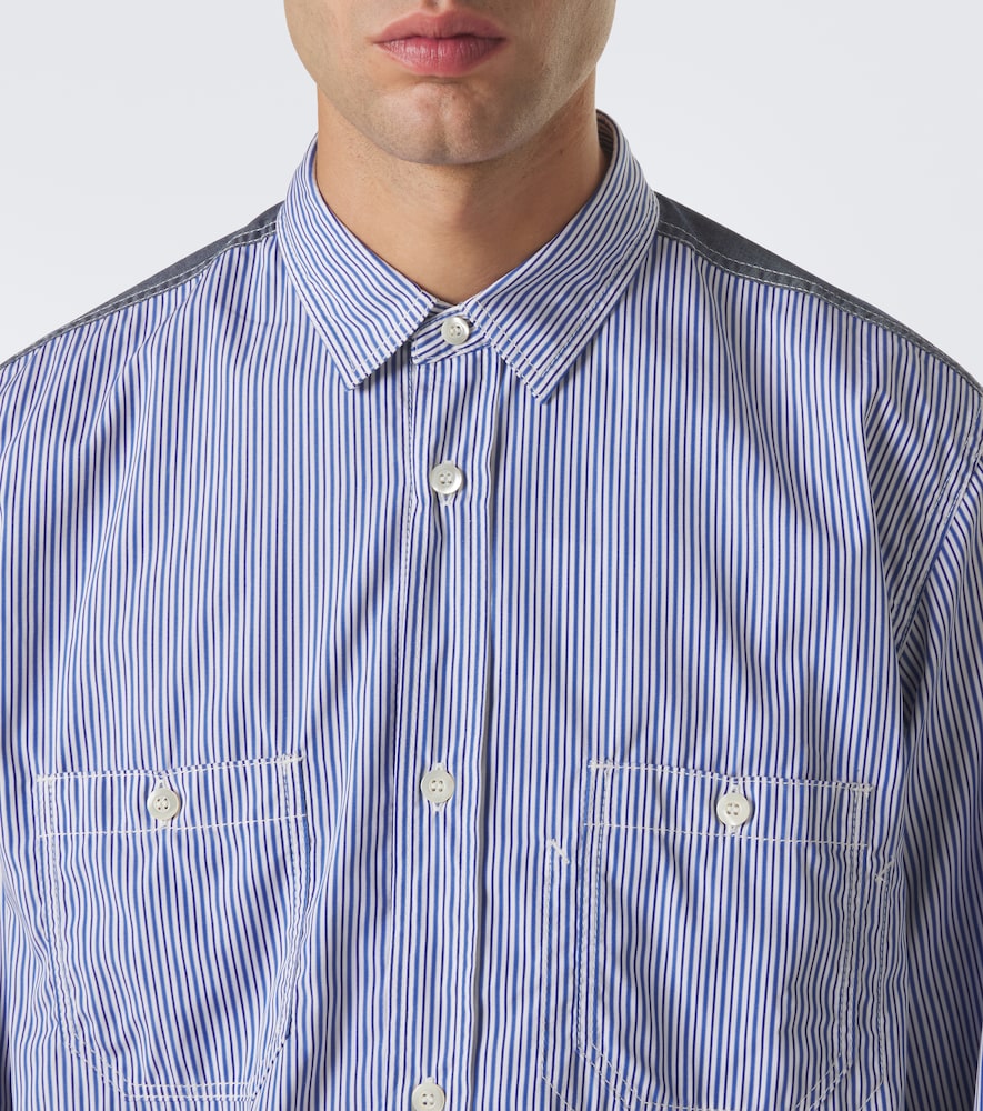 Paneled Striped Cotton Shirt